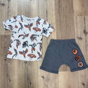 Kids Marvel Orange and Gray T-Shirt and Shorts Set